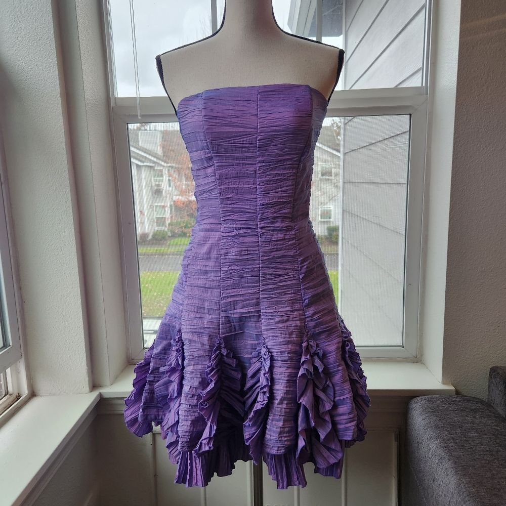 Vintage 1980's Jessica McClintock Iridescent Purple Dress | 8
